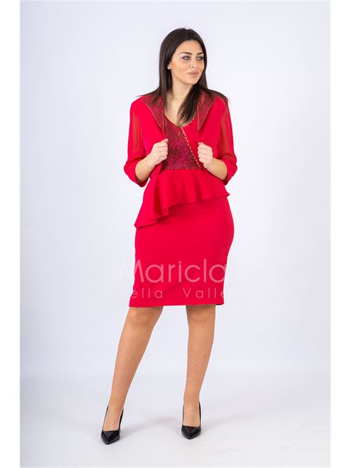 tubino con bolero e rouche SHARON | SH108FUXIA