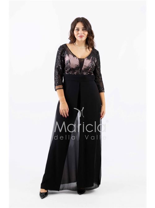 tuta manica 3/4 pizzo SHARON | SH603NERO