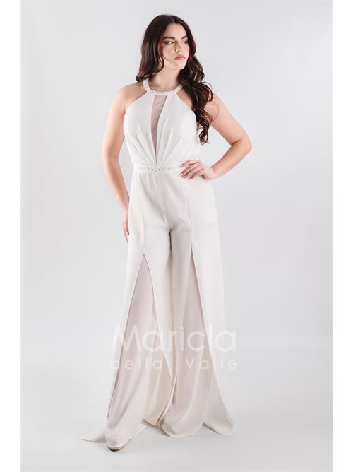 tuta con cinturino strass SHARON | SH610BIANCO