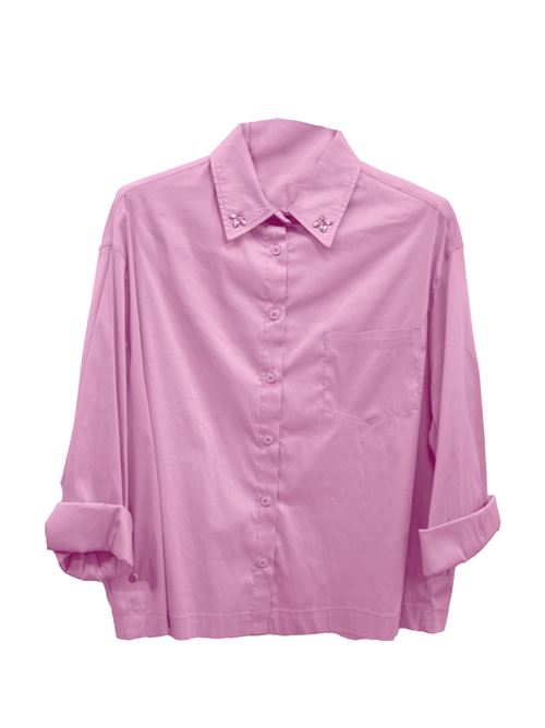 camicia manica 3/4 strass collo MARICLA | ROMI2374ROSA