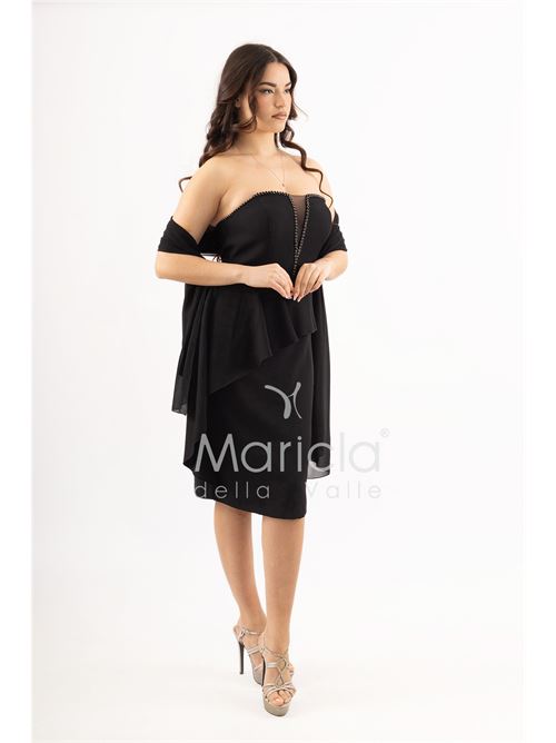 abito midi con rouche SHARON | SH605ACNERO