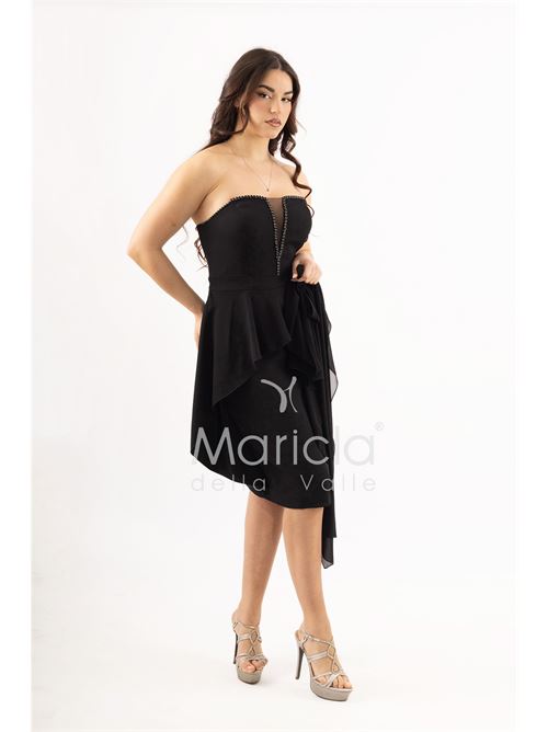 abito midi con rouche SHARON | SH605ACNERO