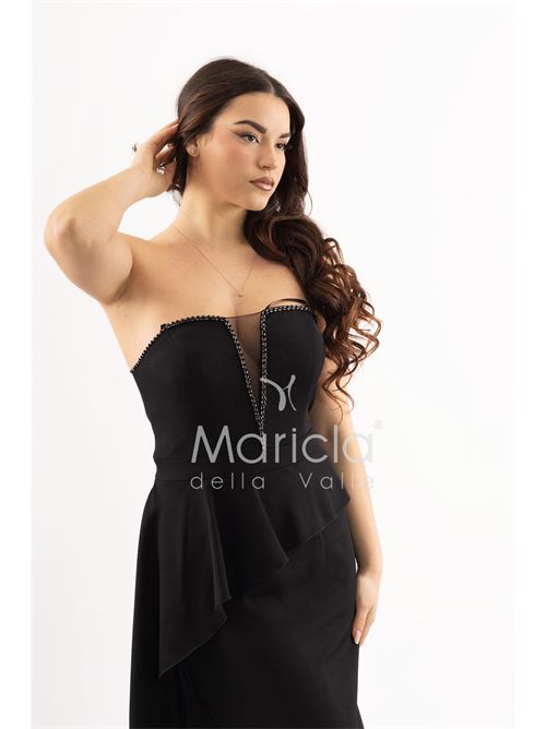 abito midi con rouche SHARON | SH605ACNERO