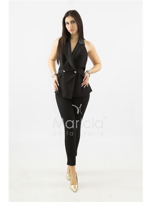 Completo gilet smoking con pantalone SHARON | SH707CPNERO